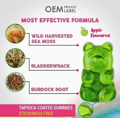Natural Sea Moss Elderberry Extract Supplement Skin Health Boots Immunity Gummies